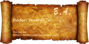 Bader András névjegykártya