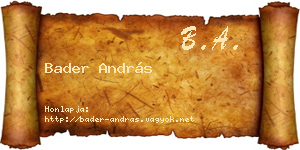 Bader András névjegykártya